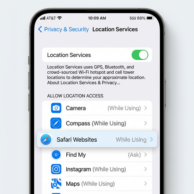 iOS Location Settings